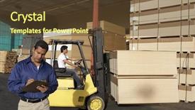  Presentation with forklift - Cool new PPT theme with clipboard in front of forklift backdrop and a tawny brown colored foreground