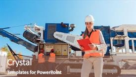  Presentation with civil engineer - PPT theme enhanced with clipboard in front of stone background and a coral colored foreground