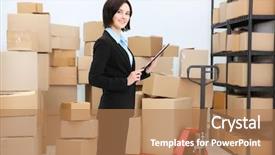  Presentation with logistics warehouse - Slides having clipboard in logistics company warehouse background and a  colored foreground