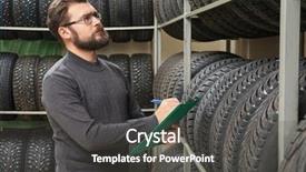  Presentation with tires - PPT layouts enhanced with clipboard near tires on rack background and a dark gray colored foreground