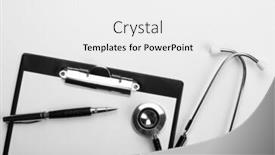 Presentation with clipboard stethoscope - Audience pleasing PPT layouts consisting of clipboard pen and medical stethoscope backdrop and a white colored foreground