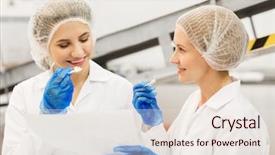  Presentation with food industry - Slide set consisting of document controller - food production industry and people background and a sky blue colored foreground