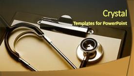  Presentation with clipboard stethoscope - Theme having clipboard with medical stethoscope toned background and a tawny brown colored foreground