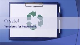 Presentation with recycle - Audience pleasing PPT theme consisting of clipboard with the recycle sign clipped on it backdrop and a sky blue colored foreground