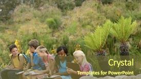  Presentation with young children - Audience pleasing slide deck consisting of diversity learning - young children preparing notes backdrop and a tawny brown colored foreground