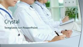  Presentation with medical education - Cool new theme with clipboards making notes at medical backdrop and a sky blue colored foreground