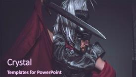  Presentation with long hair - Slides consisting of cloak carries an iron sword background and a wine colored foreground