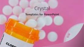  Presentation with spilling - Slide set with clobetasol-rx-medicine-pills background and a coral colored foreground