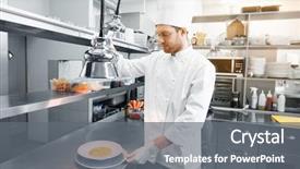  Presentation with cooking chef - Cool new presentation with cloche and soup at restaurant backdrop and a gray colored foreground