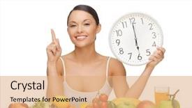 Presentation with diet - PPT theme featuring six o'clock diet - happy background and a coral colored foreground