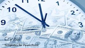  Presentation with time money - Presentation theme having clock-and-american-banknotes-time background and a light blue colored foreground