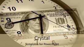  Presentation with time money - Amazing PPT theme having clock and american currency time backdrop and a coral colored foreground