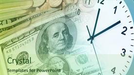  Presentation with time money - Presentation theme enhanced with clock and american currency time is money concept background and a mint green colored foreground