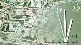  Presentation with time money - Slides having clock-and-assorted-american-coins background and a  colored foreground
