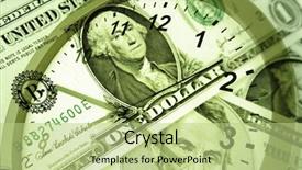  Presentation with time money - Beautiful PPT layouts featuring clock and banknotes time is backdrop and a mint green colored foreground