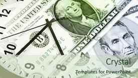  Presentation with time money - Beautiful presentation theme featuring clock and banknotes time is money concept backdrop and a soft green colored foreground