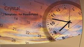  Presentation with bright - PPT theme enhanced with clock-and-calendar-in-bright background and a tawny brown colored foreground
