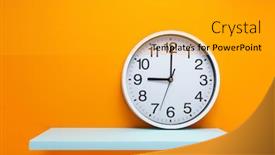  Presentation with clock - Slide set consisting of clock-and-shelf-at-wall background and a gold colored foreground