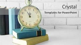  Presentation with vintage clock - Audience pleasing PPT layouts consisting of clock and vintage books on light wall background backdrop and a white colored foreground