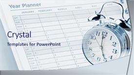  Presentation with planner - Slide set with clock and year planner page background and a  colored foreground