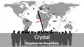  Presentation with business people silhouette - Beautiful slides featuring clock background and business people backdrop and a dark gray colored foreground