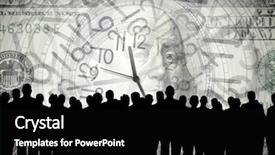  Presentation with business people silhouette - Cool new PPT layouts with clock background and business people backdrop and a  colored foreground