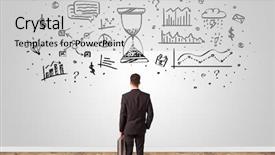  Presentation with unlock potential motivational concept manager - PPT theme consisting of clock chart - angry manager looking to wall background and a light gray colored foreground