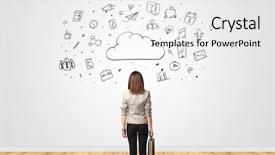  Presentation with cloud technology - PPT layouts having clock chart - young businessman in doubt looking background and a white colored foreground