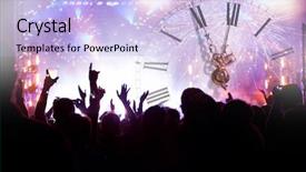  Presentation with fireworks on chinese new year - Slide deck with clock close to midnight fireworks background and a light blue colored foreground