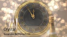  Presentation with sparkling wine - Colorful slide deck enhanced with clock counting down to midnight backdrop and a  colored foreground