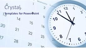  Presentation with clock face - Beautiful presentation design featuring clock-face-and-calendar-composite backdrop and a sky blue colored foreground