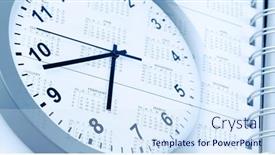  Presentation with clock face - Presentation theme featuring clock-face-and-calendar-diary background and a sky blue colored foreground