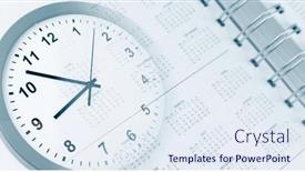 Presentation with diary - PPT theme consisting of clock-face-and-calendar-diary background and a sky blue colored foreground