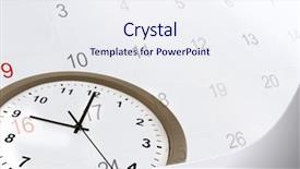  Presentation with clock face - Colorful presentation design enhanced with monthly calendars - clock face and calendar pages backdrop and a sky blue colored foreground