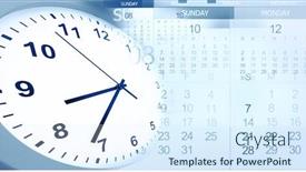  Presentation with clock face - Presentation design consisting of clock-face-and-calendars-composite background and a sky blue colored foreground