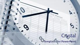  Presentation with clock face - Colorful PPT theme enhanced with clock face and year planner backdrop and a  colored foreground