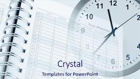  Presentation with clock face - PPT theme enhanced with clock face and year planner background and a sky blue colored foreground