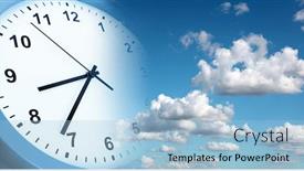  Presentation with clock face - Audience pleasing slide deck consisting of clock-face-in-blue-sky backdrop and a light blue colored foreground