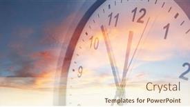  Presentation with clock face - Beautiful PPT layouts featuring clock-face-in-bright-sky backdrop and a cream colored foreground