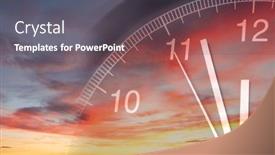  Presentation with clock face - Presentation theme consisting of clock-face-in-bright-sky background and a dark gray colored foreground