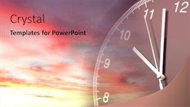  Presentation with clock face - Slide deck featuring clock-face-in-bright-sky background and a coral colored foreground