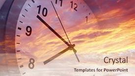  Presentation with clock face - PPT theme with clock face in bright sky background and a lemonade colored foreground