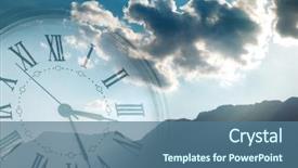  Presentation with clock face - Beautiful slides featuring clock face in bright sky backdrop and a ocean colored foreground