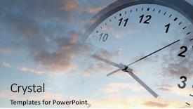  Presentation with clock face - Beautiful theme featuring clock face in sky time backdrop and a  colored foreground