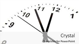  Presentation with hands and face - Colorful slide set enhanced with clock face on white background backdrop and a white colored foreground