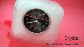  Presentation with ice frozen - PPT layouts featuring clock frozen in ice representing background and a  colored foreground