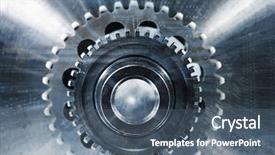  Presentation with titanium - Slide deck featuring clock gears - computerized cogwheels and gear parts background and a ocean colored foreground