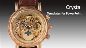  Presentation with watch gears - Theme consisting of clock gears - golden watch mechanism macro detail background and a dark gray colored foreground