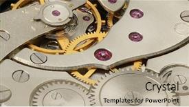  Presentation with mechanical - Audience pleasing slide set consisting of clock gears - internal mechanism of mechanical watches backdrop and a coral colored foreground