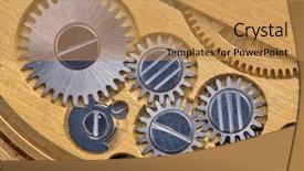  Presentation with gears gold - Amazing presentation design having clock gears - macro of gold and silver backdrop and a gold colored foreground